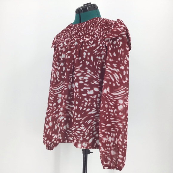 Maje Lipone Ruffled Print Long Sleeve Blouse, M - Picture 6 of 16